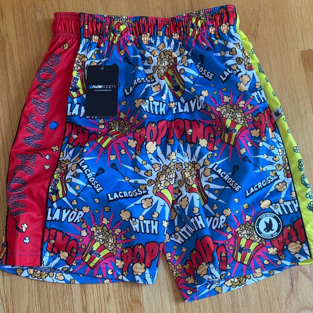 Society Kids Popcorn Print Shorts - Blue and Red
